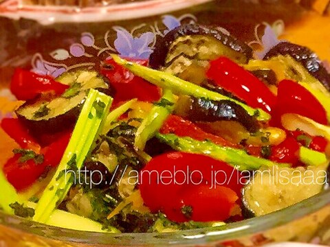 オーブントースターで簡単グリル☆夏野菜の焼きマリネ